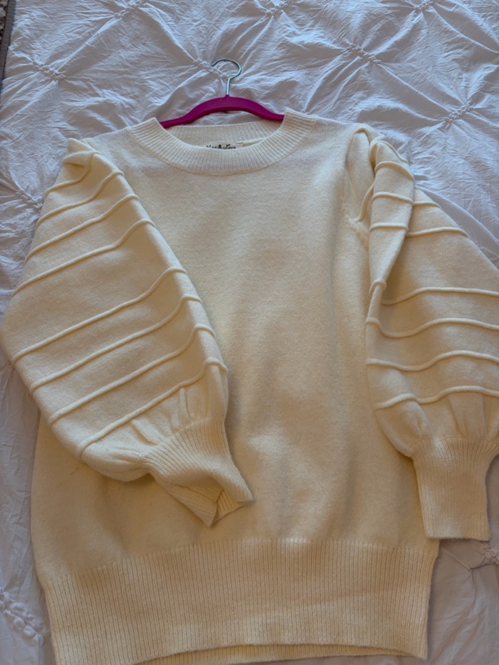 Cream Puff Sleeve Knit Sweater Dress - Women's